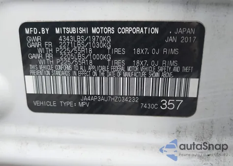 2017 Mitsubishi Outlander Sport 2.0 Le z USA, uszkodzony, nr VIN JA4AP3AU7HZ034232